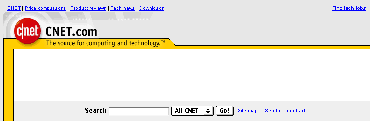CNET.com's top navigation bar