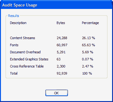 audit space usage for acrobat 8 and PDF Enhancer 3.1 optimized PDF. audit space usage for acrobat 7